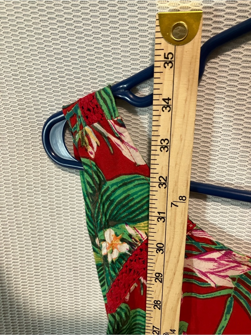 Roxy Red Tropical Print Dress with Green Accents - Picture 10 of 11